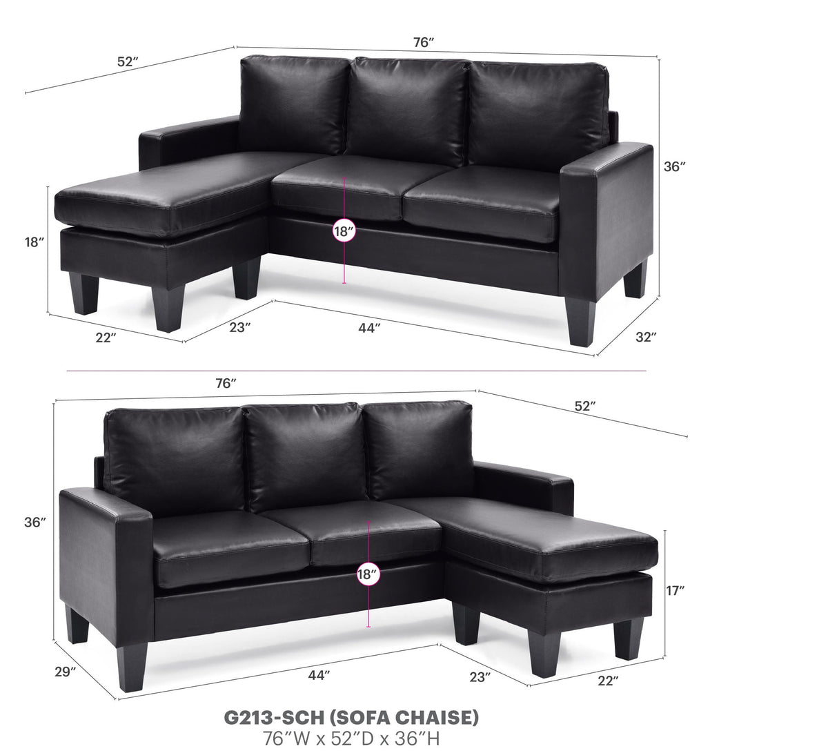 Jenna Spacious Contemporary Sofa and Chaise