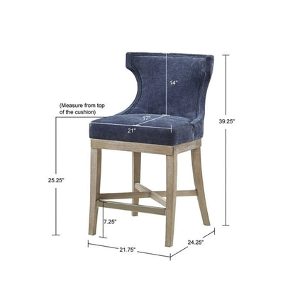 Carson Counter Stool with Swivel Seat, blue velvet wood legs by Unique Piece Furniture on Tampa Home & Garden Store
