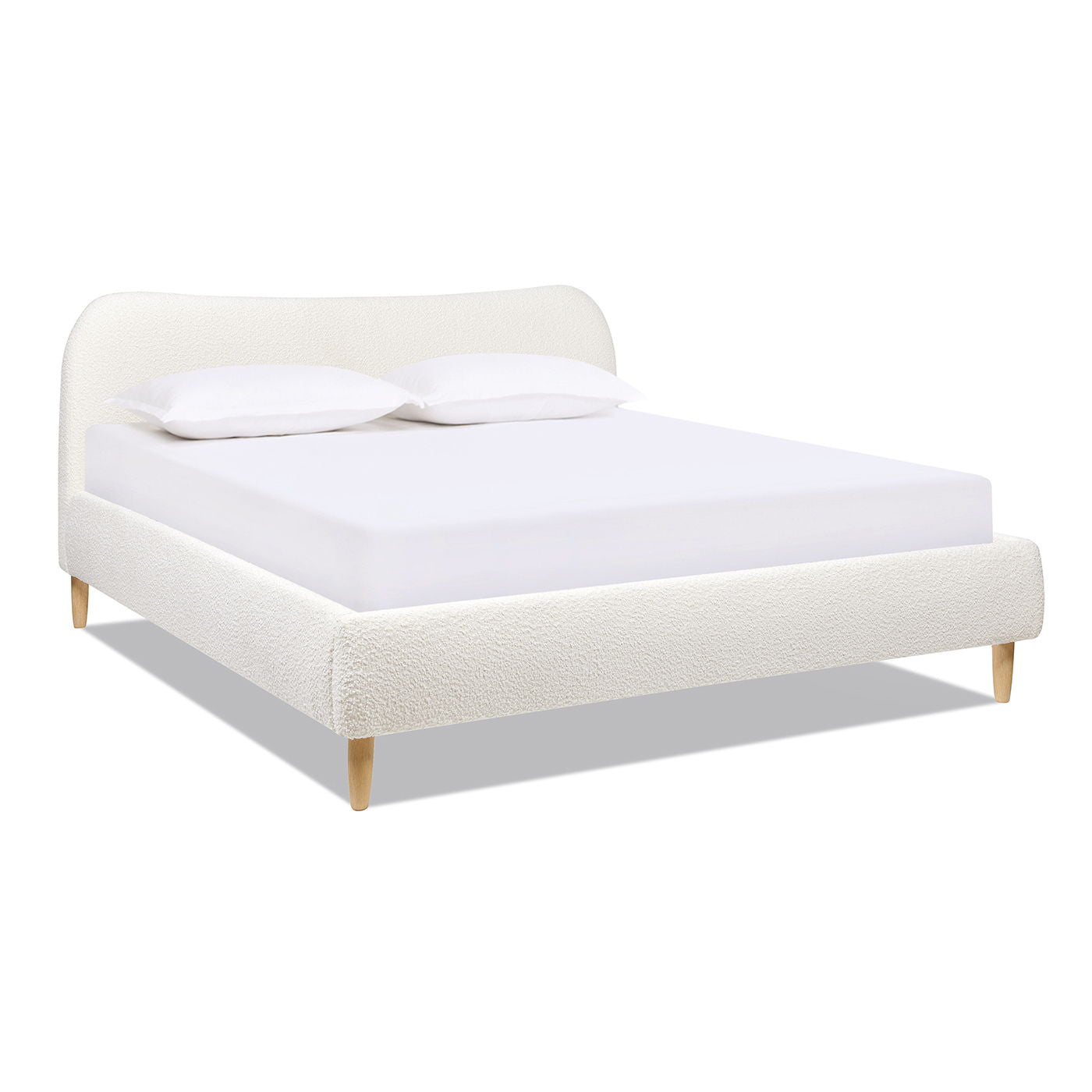 Curved Headboard and Upholstered Platform Bed