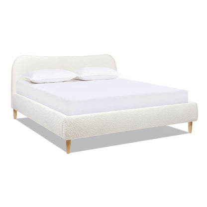 Curved Headboard and Upholstered Platform Bed