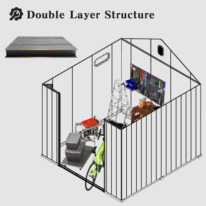 8x6FT resin outdoor storage shed with lockable door, gray panels on Tampa Home & Garden Store