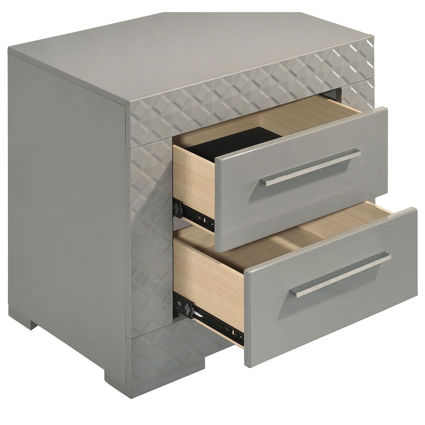 Pierce grey 4-drawer dresser by HouseOfZazla with diamond-textured panels and chrome pulls on Tampa Home & Garden Store