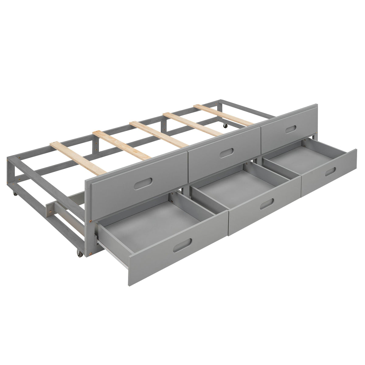 Platform bed frame with storage headboard, trundle and 3 drawers in gray HouseOfZazla on Tampa Home & Garden Store