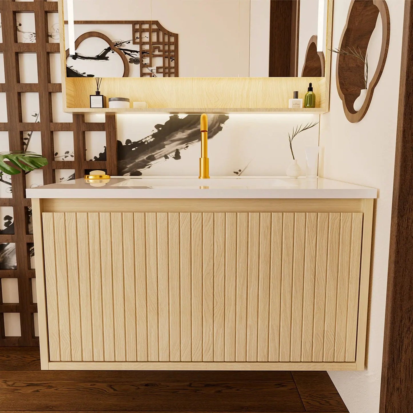 Wall Mounted Floating Bathroom Vanity With Sink