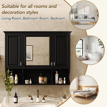 Wall Mounted Bathroom Medicine Cabinet with Mirror and Open Shelves by Unique Piece Furniture on Tampa Home & Garden Store