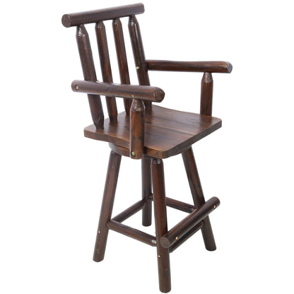 Rustic fir wood bar stool with wide armrests by Unique Piece Furniture, bar height 28–30in on Tampa Home & Garden Store