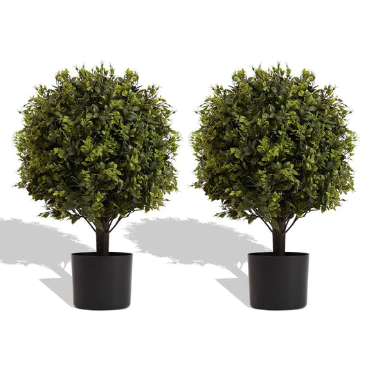 Artificial ball topiary trees in pots, set of 2, green foliage, Unique Piece Furniture on Tampa Home & Garden Store