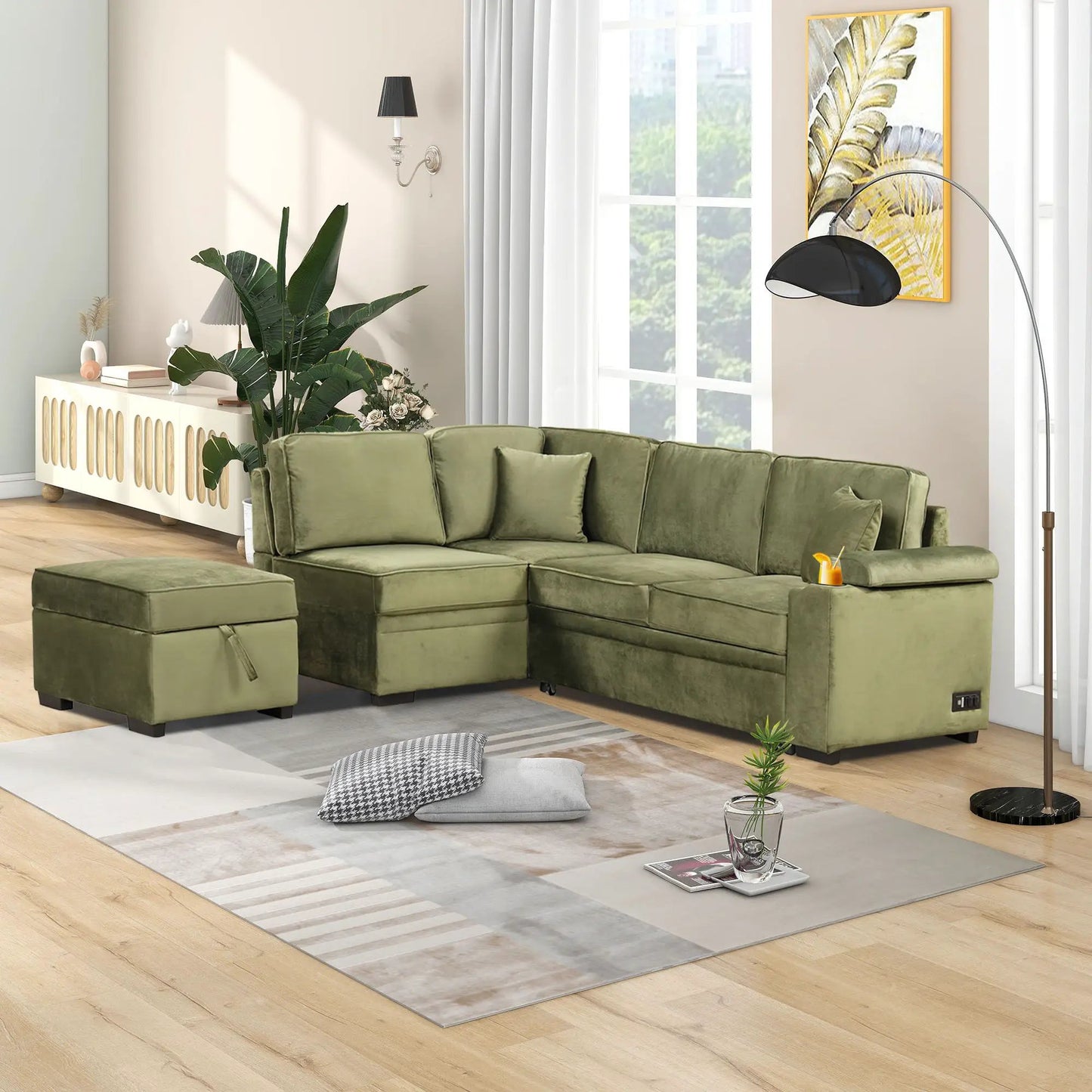 Sleeper Sofa Bed With Storage 2 In 1 Couch