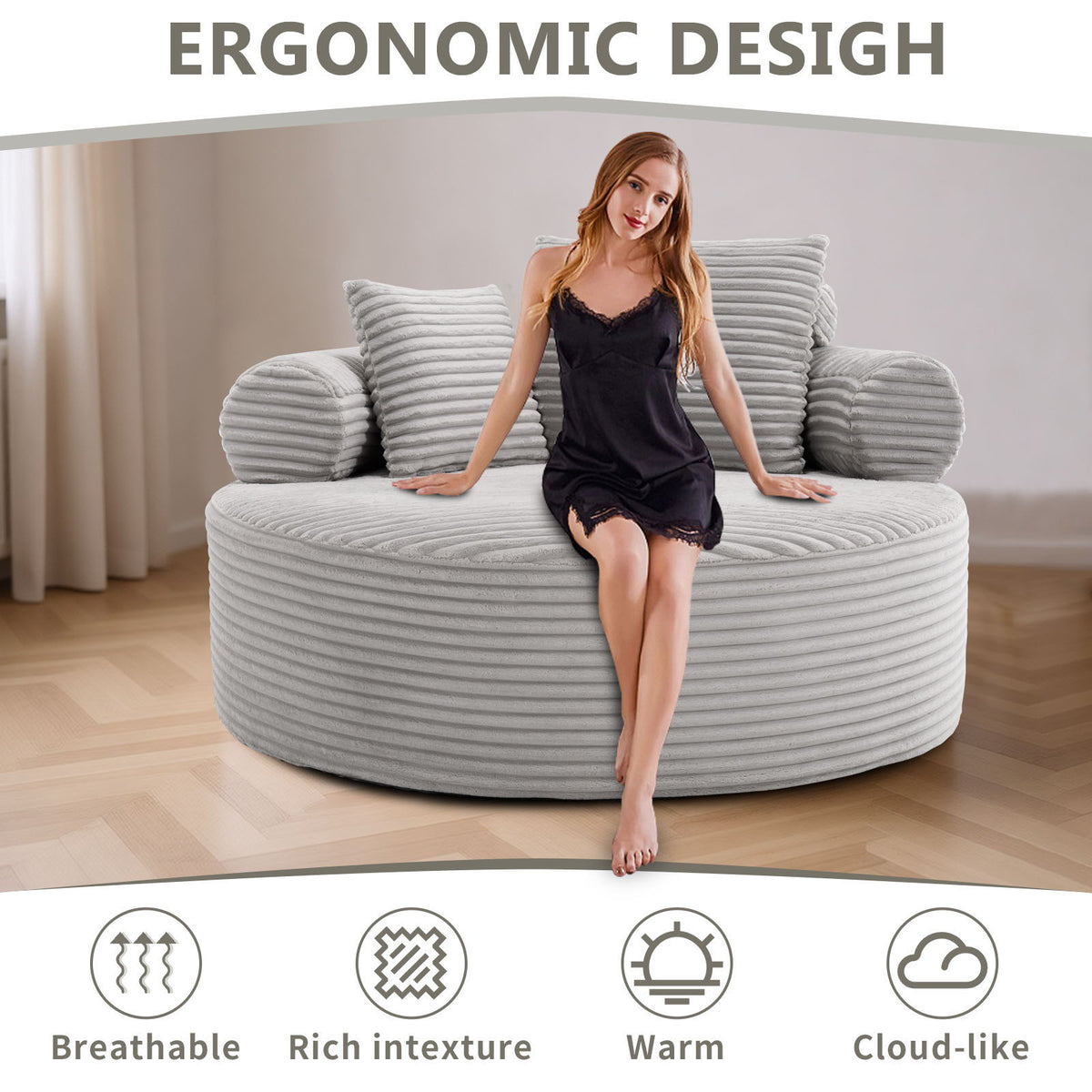 Round Sofa Bed and Pillows for the Living Room
