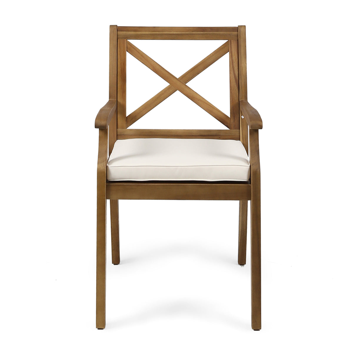 Perla outdoor dining chair HouseOfZazla with cream water-resistant cushion and X-back frame on Tampa Home & Garden Store