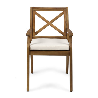 Perla outdoor dining chair HouseOfZazla with cream water-resistant cushion and X-back frame on Tampa Home & Garden Store