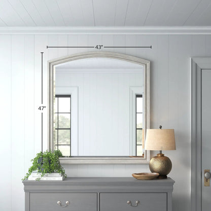Mirror - Antique Gray by Unique Piece Furniture; distressed gray wood frame with arched top on Tampa Home & Garden Store