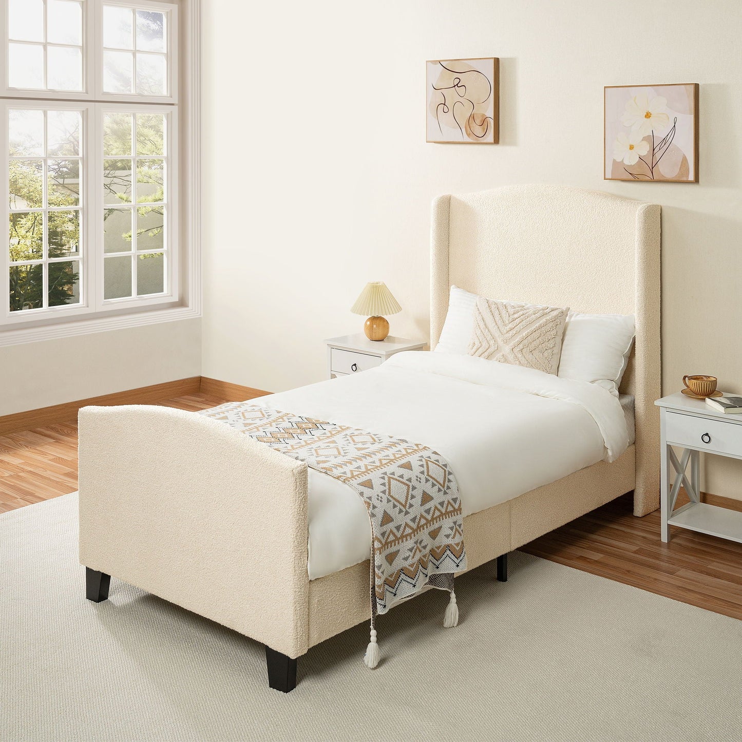 Sturdy Platform Bed Frame and a Padded Headboard