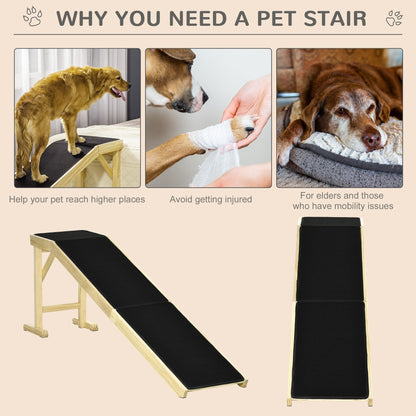 PawHut Dog Ramp for Bed with Non-Slip Carpet, black surface on wooden frame on Tampa Home & Garden Store