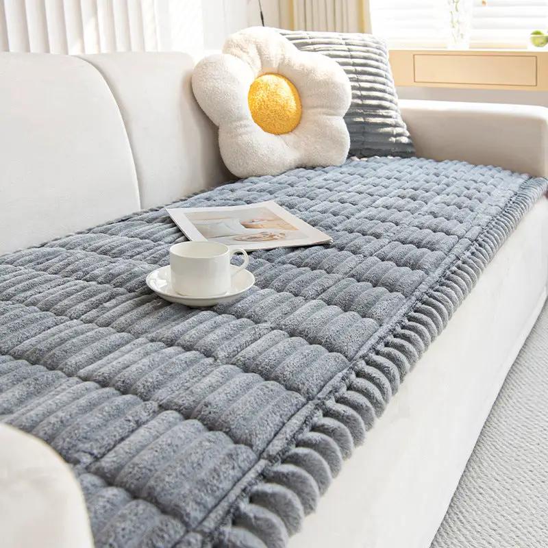 Simple Modern Non-slip Plush Cushion gray on sofa with white flower pillow FLIPSTYLEZLLC on Tampa Home & Garden Store