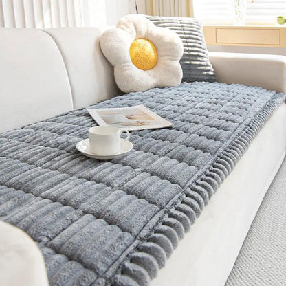 Simple Modern Non-slip Plush Cushion gray on sofa with white flower pillow FLIPSTYLEZLLC on Tampa Home & Garden Store