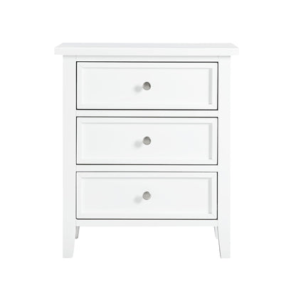 White 3-drawer nightstand with metal glides, accent nightstand design by HouseOfZazla on Tampa Home & Garden Store