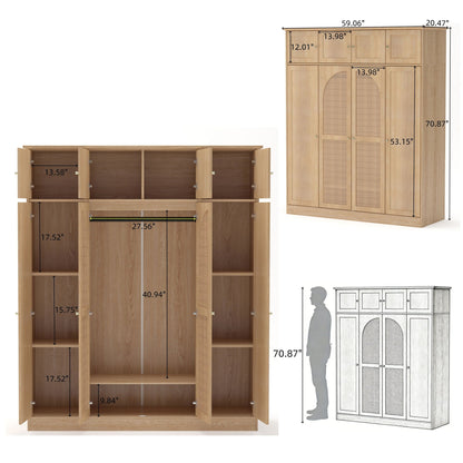 8 Door Armoire Wardrobe HouseOfZazla with adjustable shelves and hanging rod, triple wardrobe on Tampa Home & Garden Store