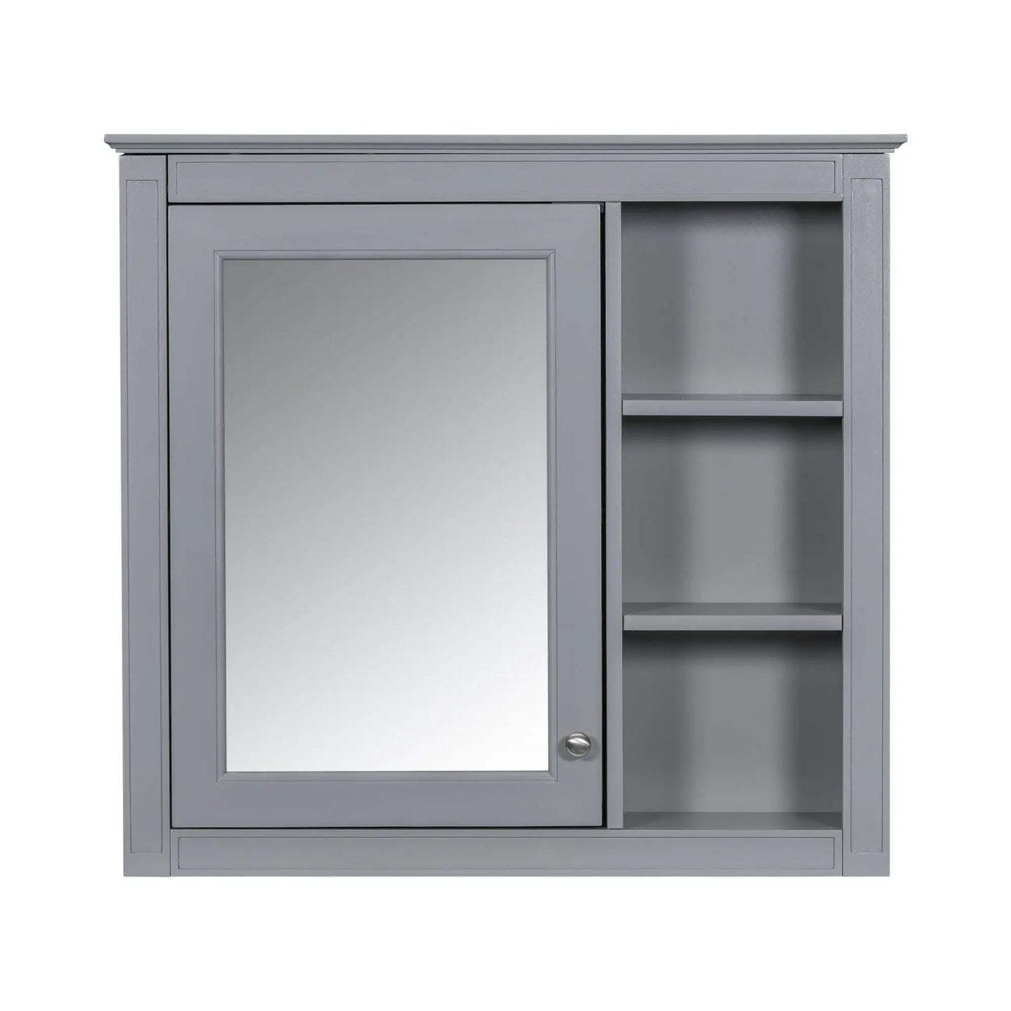 Wall Mounted Cabinet With Mirror and Open Shelves