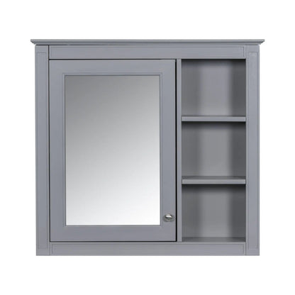 Wall Mounted Cabinet With Mirror and Open Shelves