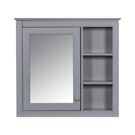 Wall mounted medicine cabinet with mirrored door and 3 shelves, gray by Unique Piece Furniture on Tampa Home & Garden Store