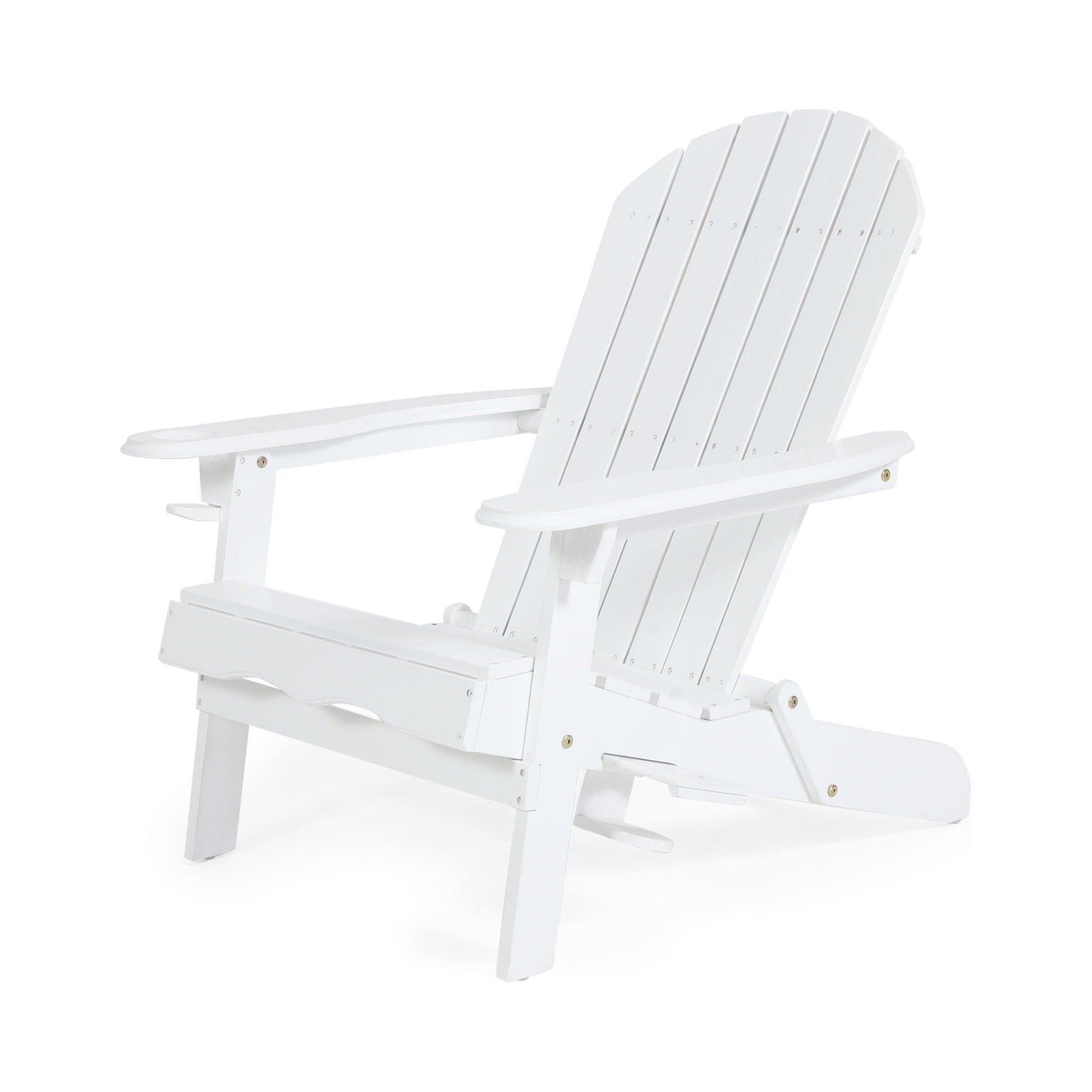 Zenithia outdoor foldable Adirondack chair with 2 cup holders white plastic slat back on Tampa Home & Garden Store