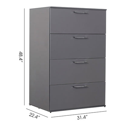 Glossy 4-Drawer Accent Chest by HouseOfZazla in dark gray with silver handles deep storage on Tampa Home & Garden Store