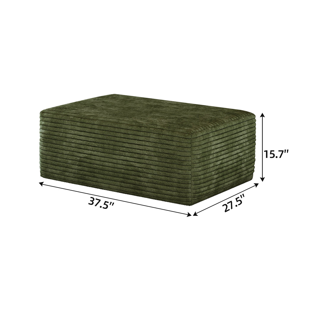 Green Plush Corduroy Sofa Ottoman For Bedrooms