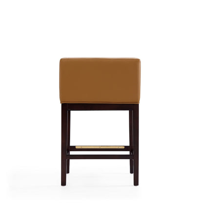 Counter stool with caramel-brown upholstered seat and dark beech wood frame HouseOfZazla on Tampa Home & Garden Store