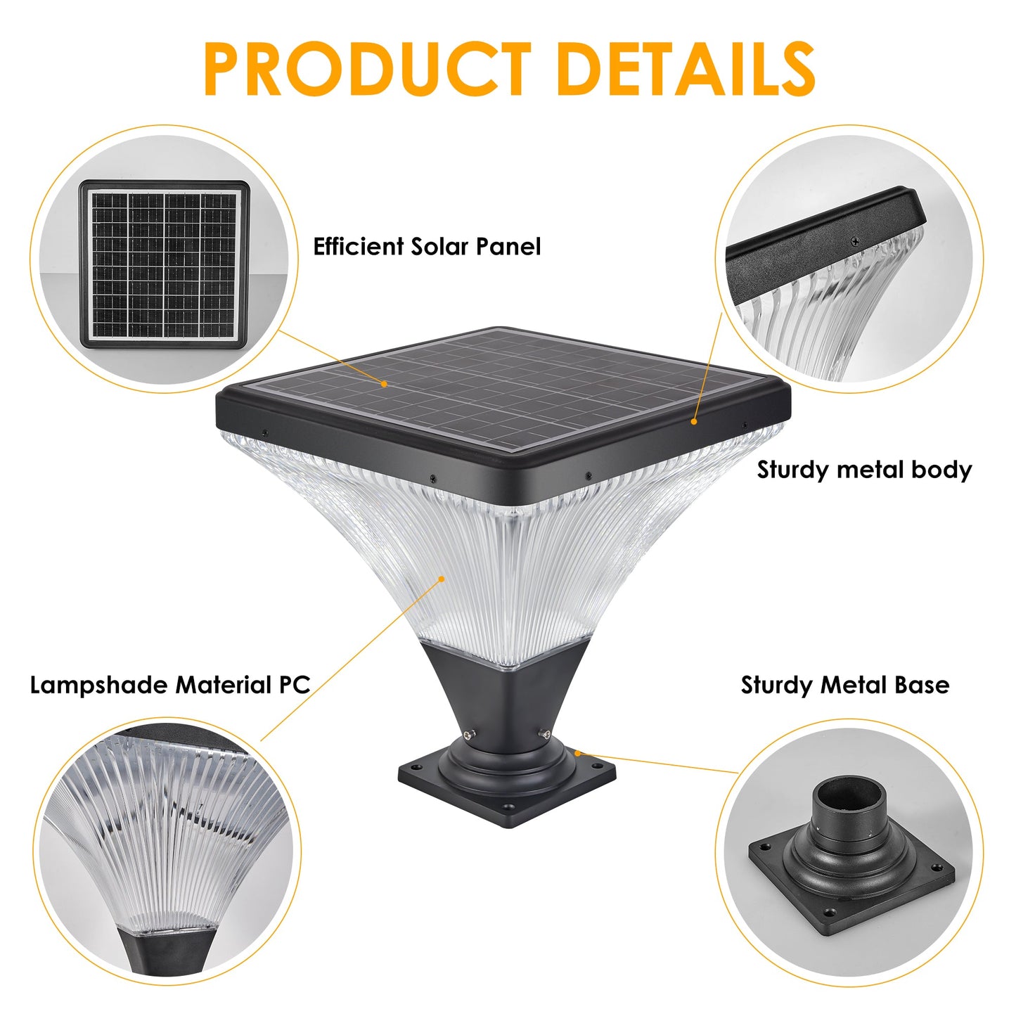 Modern Black Outdoor Post Light and Remote