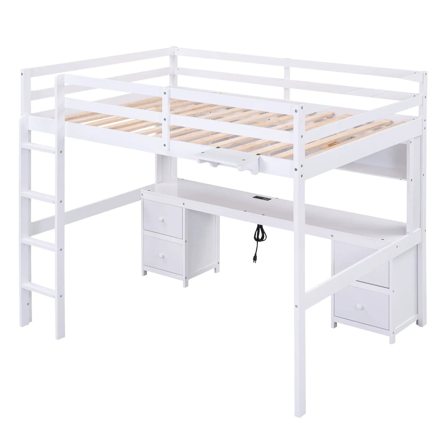 Loft Bed With Desk and Storage Charging Station