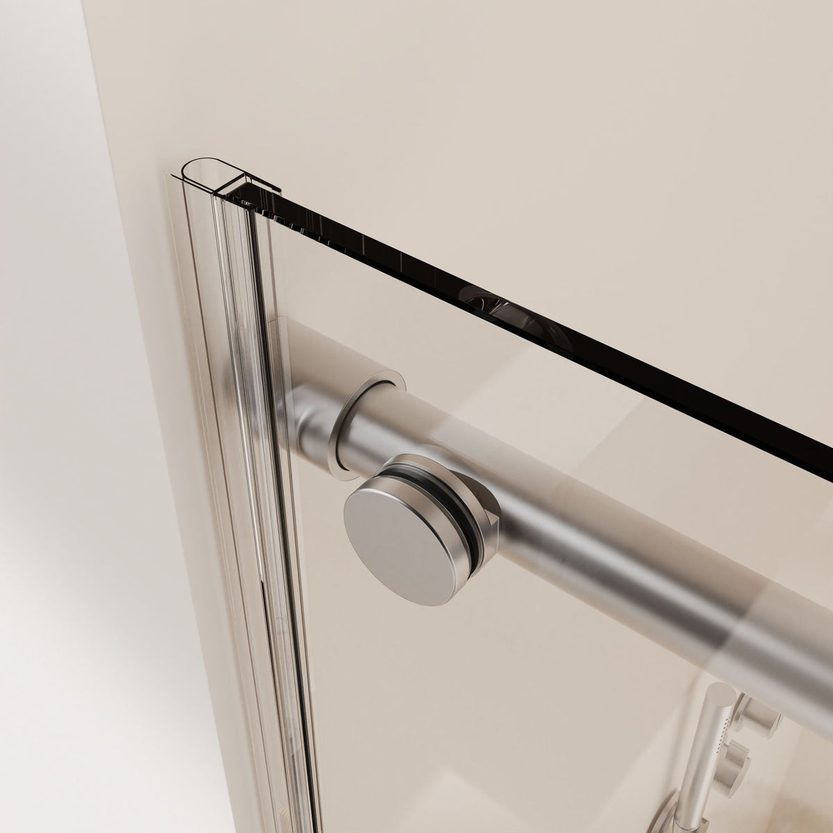 Frameless single sliding soft-close shower door hardware with chrome track and roller wheel on Tampa Home & Garden Store