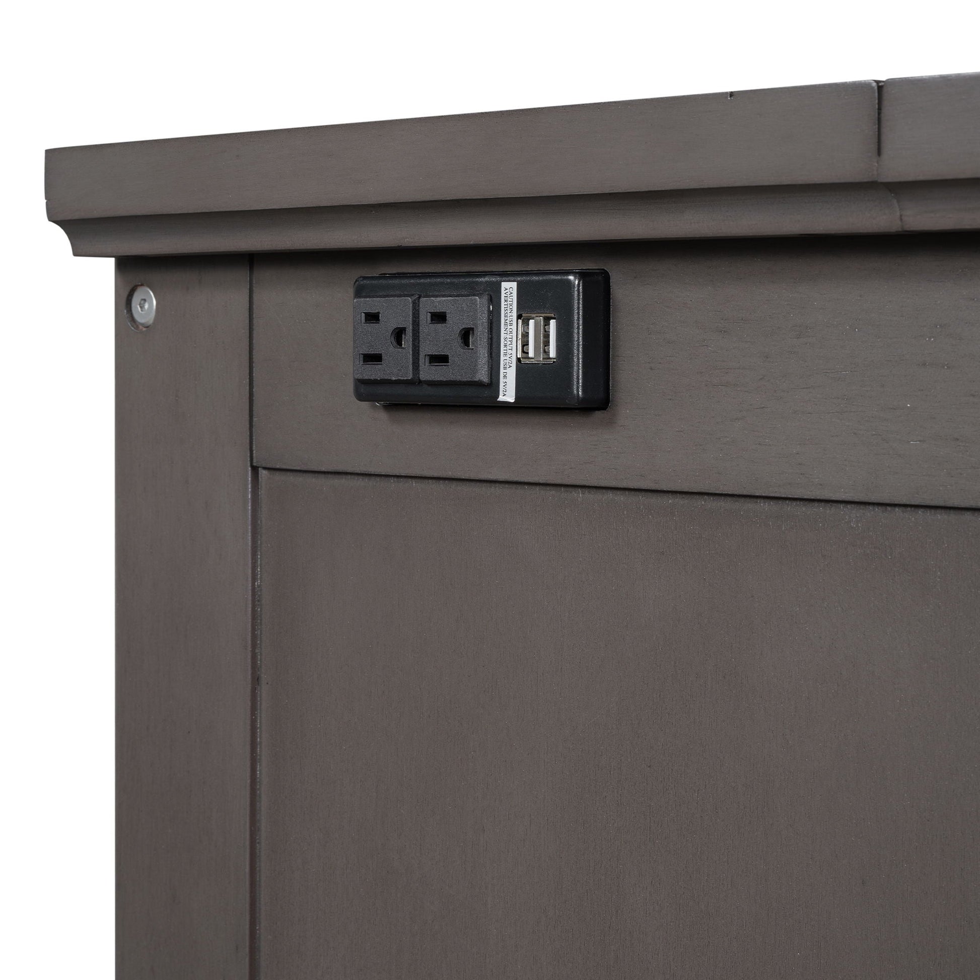 Solid pine Murphy bed chest cabinet in dark wood finish with charging station and USB port on Tampa Home & Garden Store
