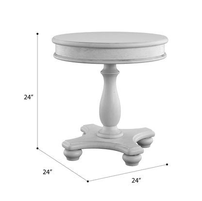 Round Gray End Table with carved pedestal base by Unique Piece Furniture on Tampa Home & Garden Store