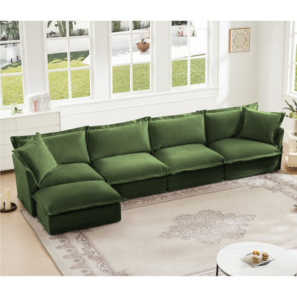 Slipcovered L-shaped 4-seat sofa in green fabric by HouseOfZazla on Tampa Home & Garden Store