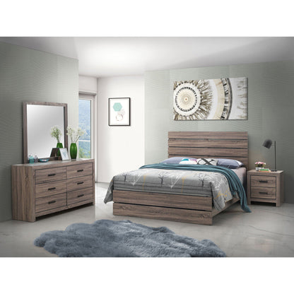 Geary slatted headboard panel 4-piece bedroom set in gray-washed wood by HouseOfZazla on Tampa Home & Garden Store
