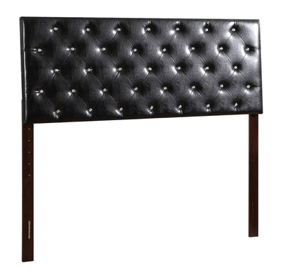 Upholstered headboard in black with diamond tufting and wood legs adjustable height on Tampa Home & Garden Store