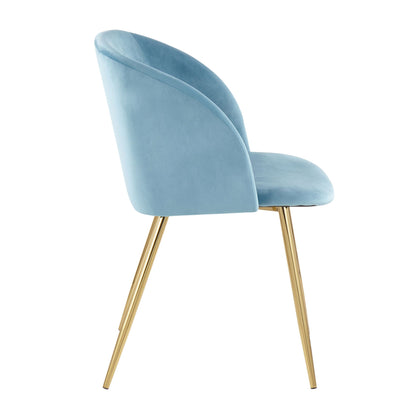 Blue padded contemporary chair with gold-tone metal legs on Tampa Home & Garden Store