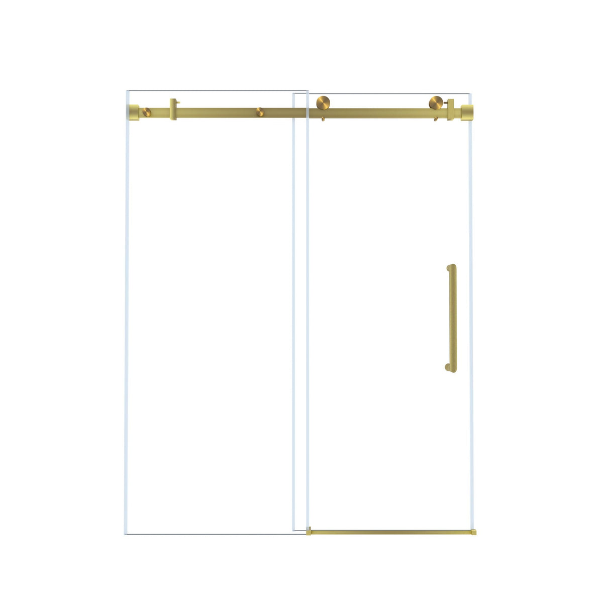 Frameless single sliding shower door with handle and gold square-tube track HouseOfZazla on Tampa Home & Garden Store