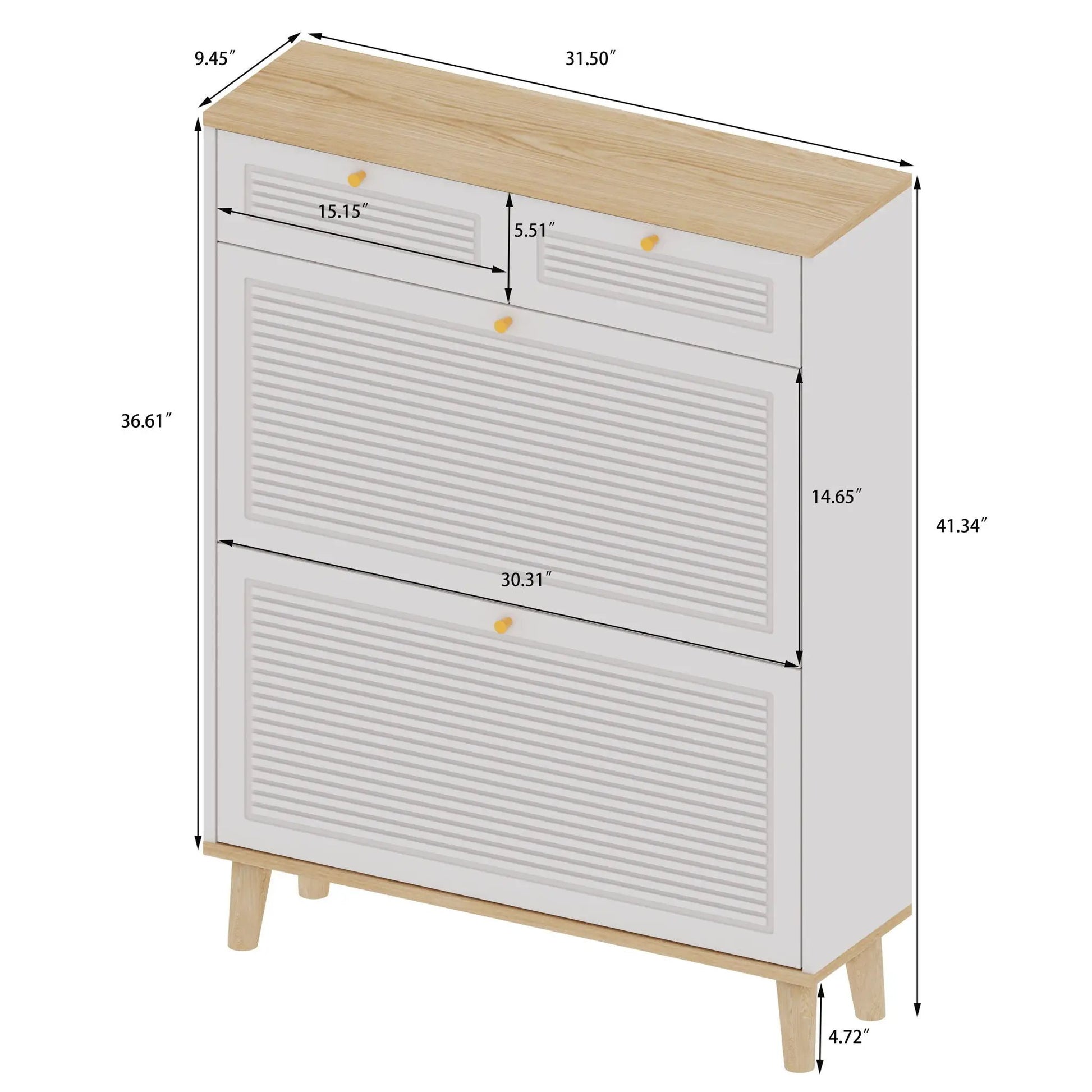 Shoe cabinet with flip-up doors and drawers, white wood top by Unique Piece Furniture on Tampa Home & Garden Store
