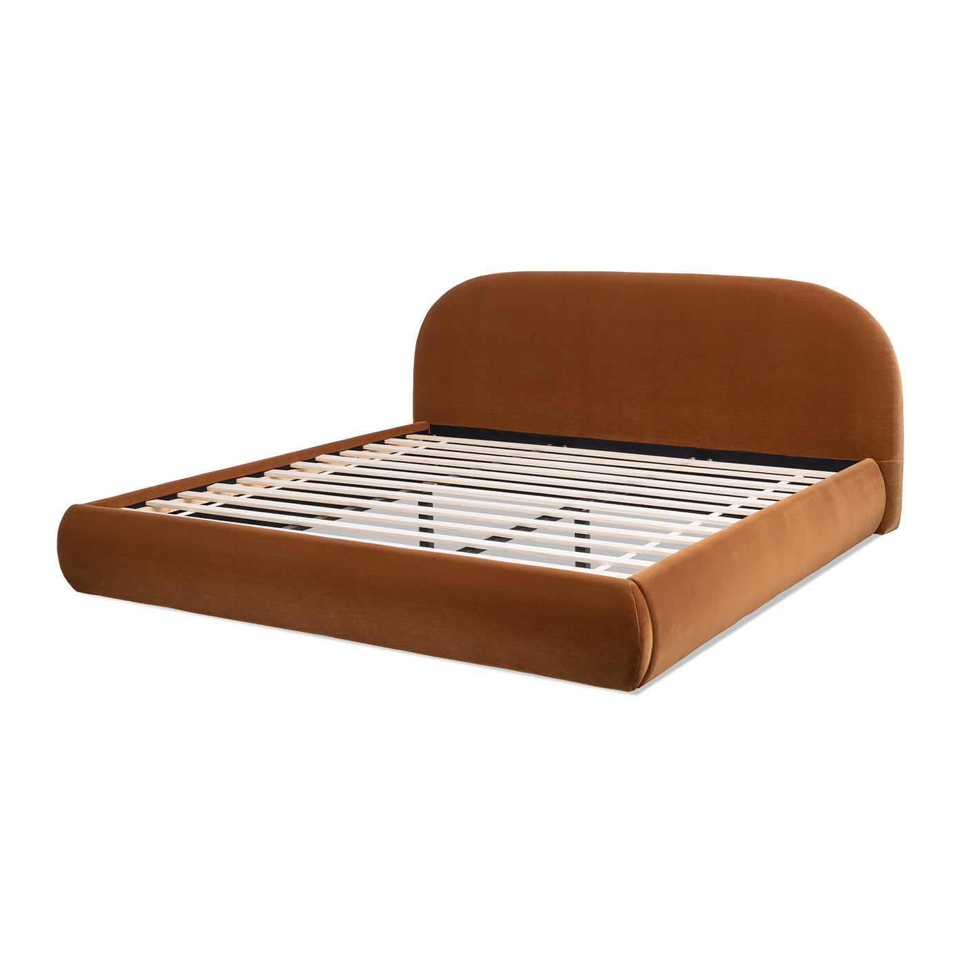 Archie Puffy Grounded Upholstered Platform Bed King Burnt orange velvet by HouseOfZazla on Tampa Home & Garden Store
