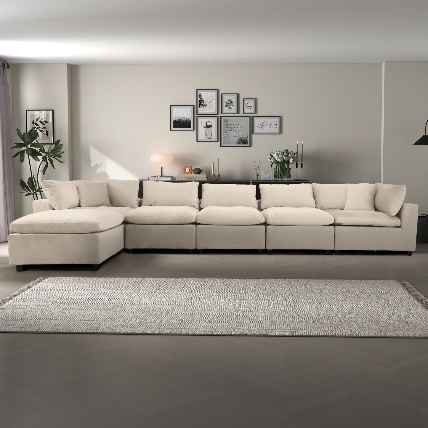 Hayward modular sectional sofa ivory with left chaise in soft linen fabric HouseOfZazla on Tampa Home & Garden Store