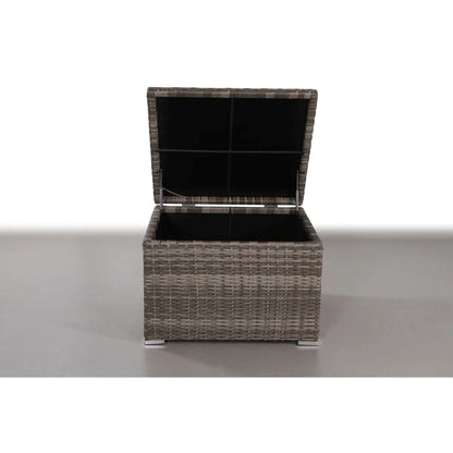 Handcrafted Gray Wicker Outdoor Storage Table