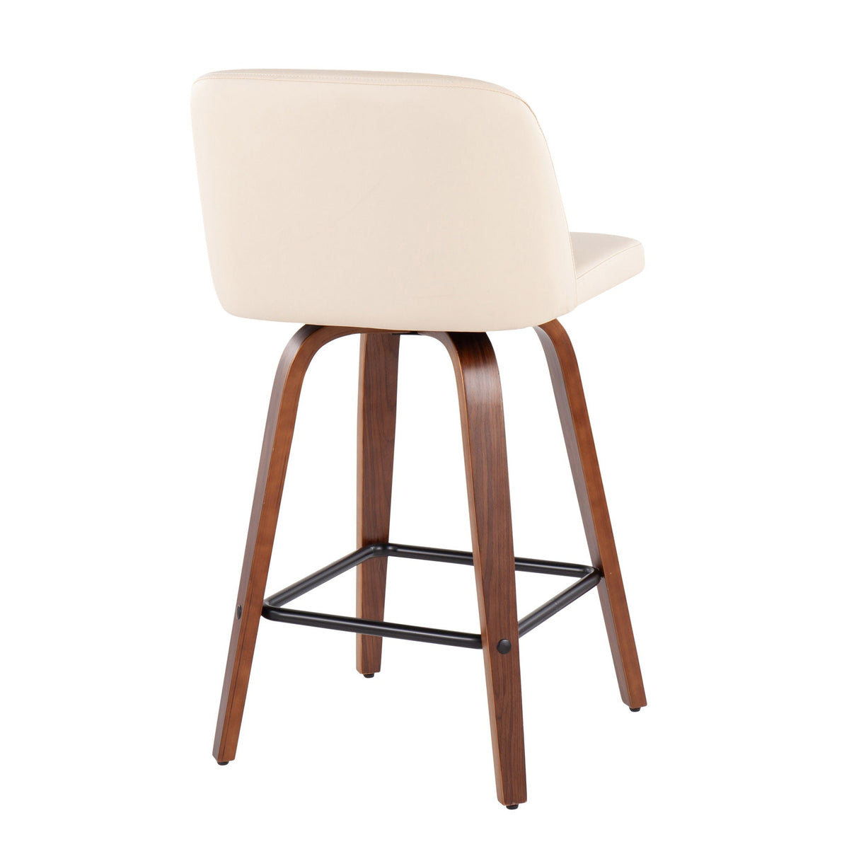 Toriano counter stools set of 2 beige with curved wood legs and footrest on Tampa Home & Garden Store