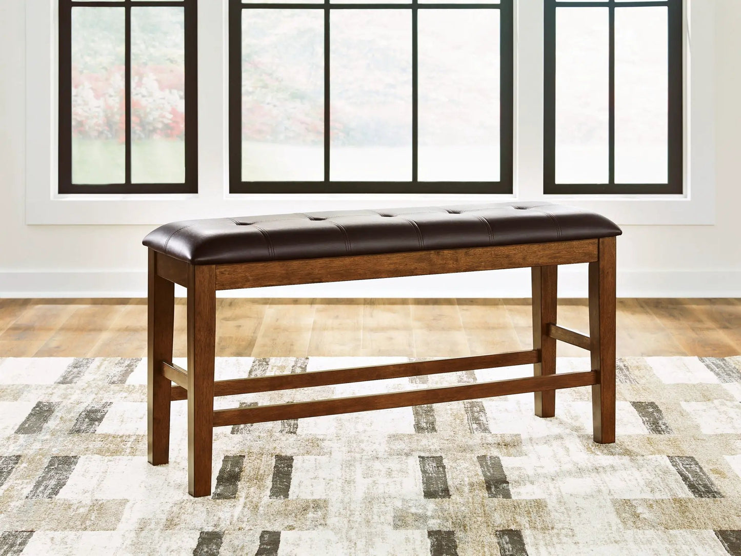 Ralene Upholstered Dining Bench in Medium Brown