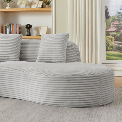 Contemporary Corduroy Curved Sectional Sofa by HouseOfZazla, light gray upholstery on Tampa Home & Garden Store
