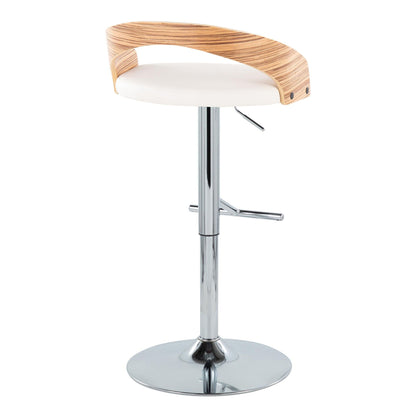 Contemporary adjustable-height barstool with swivel, curved wood back and white cushion on Tampa Home & Garden Store