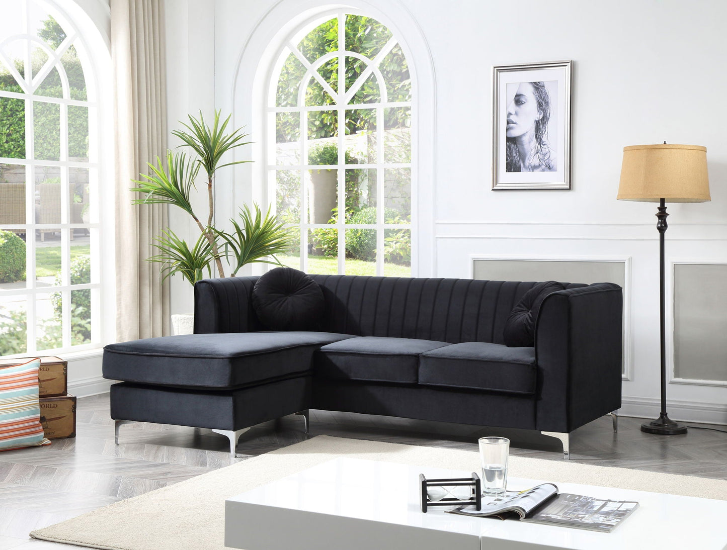 Delray Micro Suede Sofa and Chaise Lounger