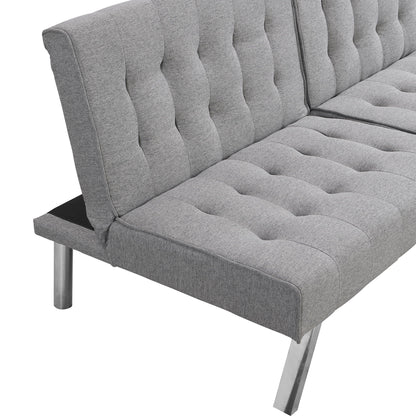 Modern Sofa Bed With Wood Frame and Steel Legs
