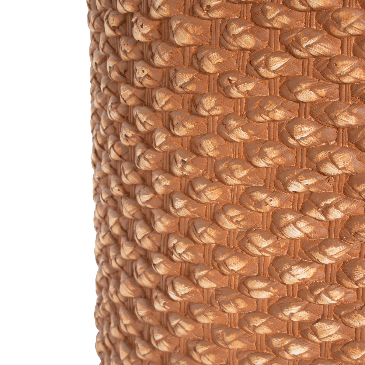 Evie Outdoor Round MGO Side Table brown woven rattan texture by HouseOfZazla on Tampa Home & Garden Store